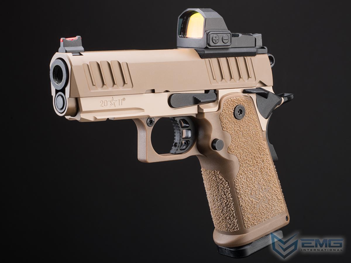 EMG Helios x Staccato CS Compact 2011 Gas Blowback Airsoft Pistol w/ Master Grip (Model: Dark Earth / Gun Only)