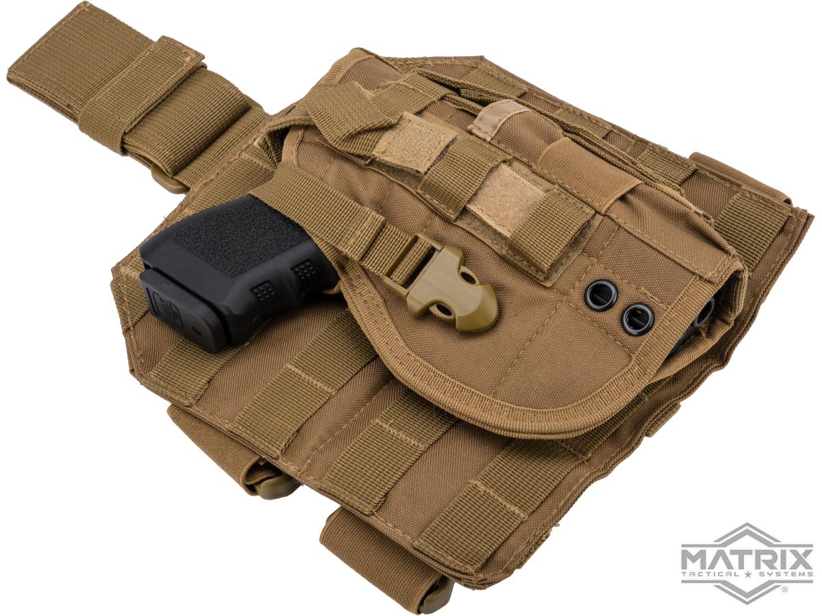 Matrix Tactical Dropleg MOLLE Panel w/ Universal MOLLE Holster (Color: Tan)