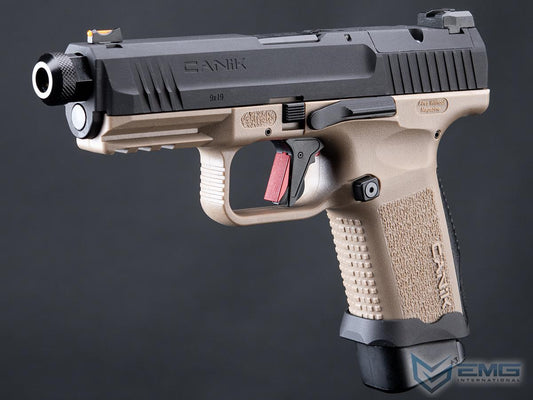 EMG x Canik x Salient Arms TP9 Elite Combat Airsoft Training Pistol - Cybergun (Color: Tan Two-Tone / Gun Only)