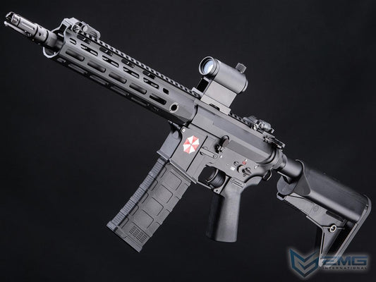 EMG x Umbrella Corporation Weapons Research Group M4 M-LOK Airsoft AEG Rifle w/ Color Fill (Color: Black / SBR / 350 FPS)