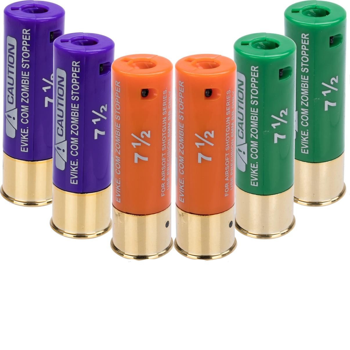 Zombie Stopper 30 Round Shells for Multi & Single-Shot Airsoft Shotguns (Color: Green, Orange, Purple / 6 Pack)