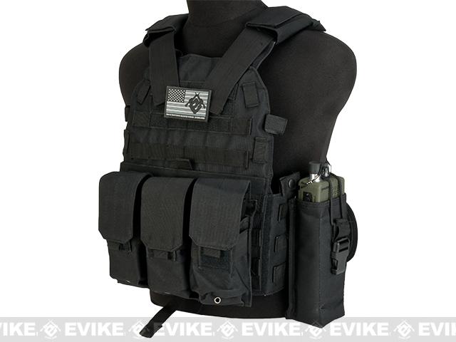 Avengers 6D9 Tactical Vest with Magazine and Radio Pouches (Color: Black)